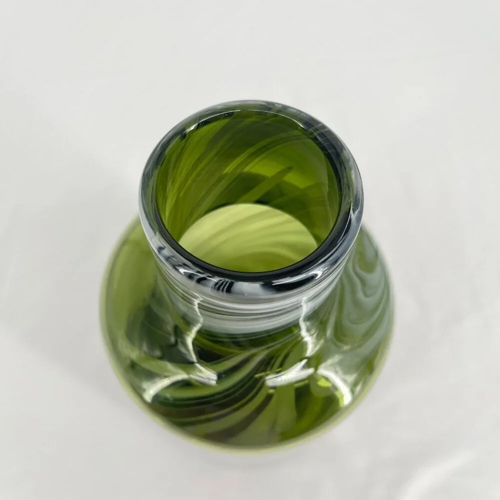 Ikea Iina Vuorivirta Hand‎ Blown Olive Green Swirl Vase PS 2017 Collection